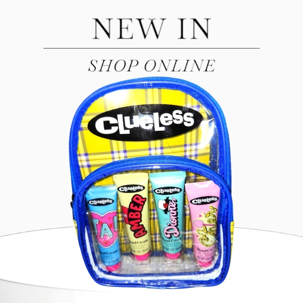 NWOT Clueless-Themed Cosmetic Hand Lotion Bundle in Transparent Backpack